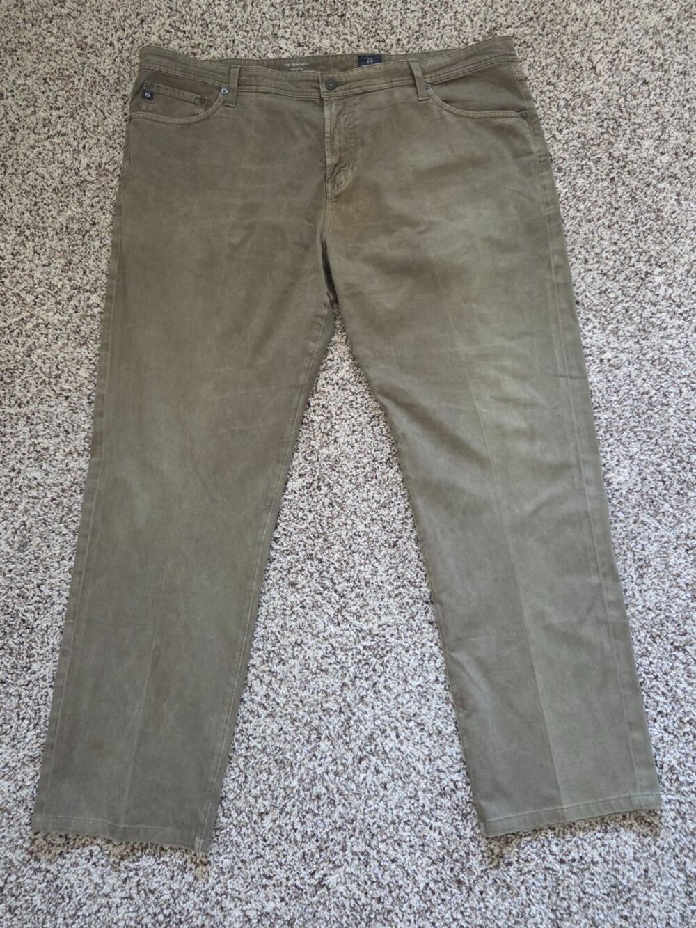 AG Adriano Goldschmied The Graduate Tailored Leg Pants Olive Khaki Mens 42X32